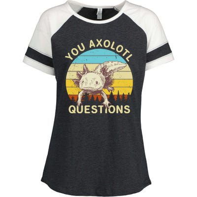 You Axolotl Questions Retro Funny Reptile Enza Ladies Jersey Colorblock Tee