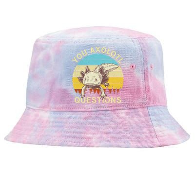 You Axolotl Questions Retro Funny Reptile Tie-Dyed Bucket Hat