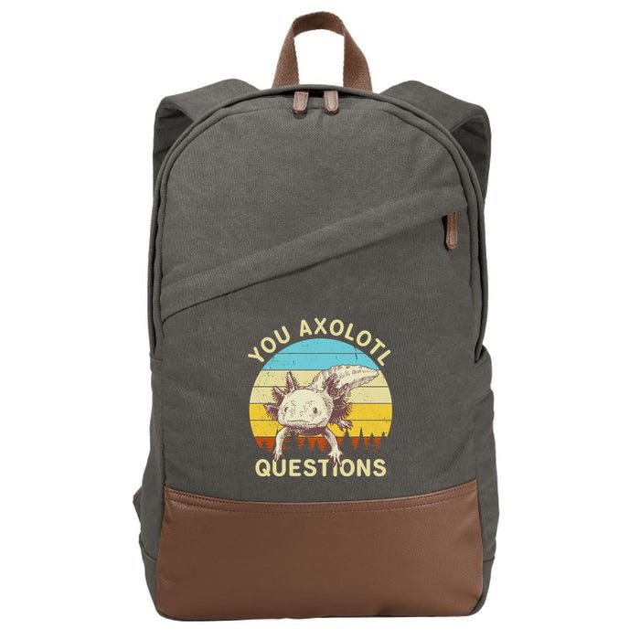 You Axolotl Questions Retro Funny Reptile Cotton Canvas Backpack