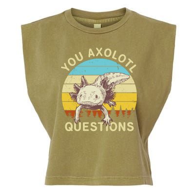 You Axolotl Questions Retro Funny Reptile Garment-Dyed Women's Muscle Tee