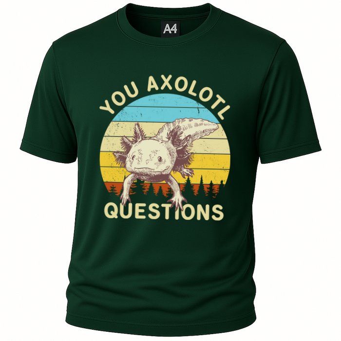 You Axolotl Questions Retro Funny Reptile Cooling Performance Crew T-Shirt
