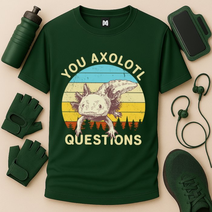 You Axolotl Questions Retro Funny Reptile Cooling Performance Crew T-Shirt