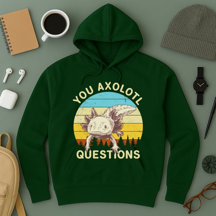 You Axolotl Questions Retro Funny Reptile Hoodie