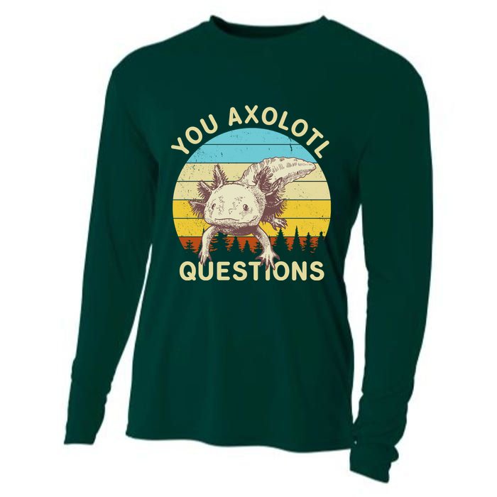 You Axolotl Questions Retro Funny Reptile Cooling Performance Long Sleeve Crew