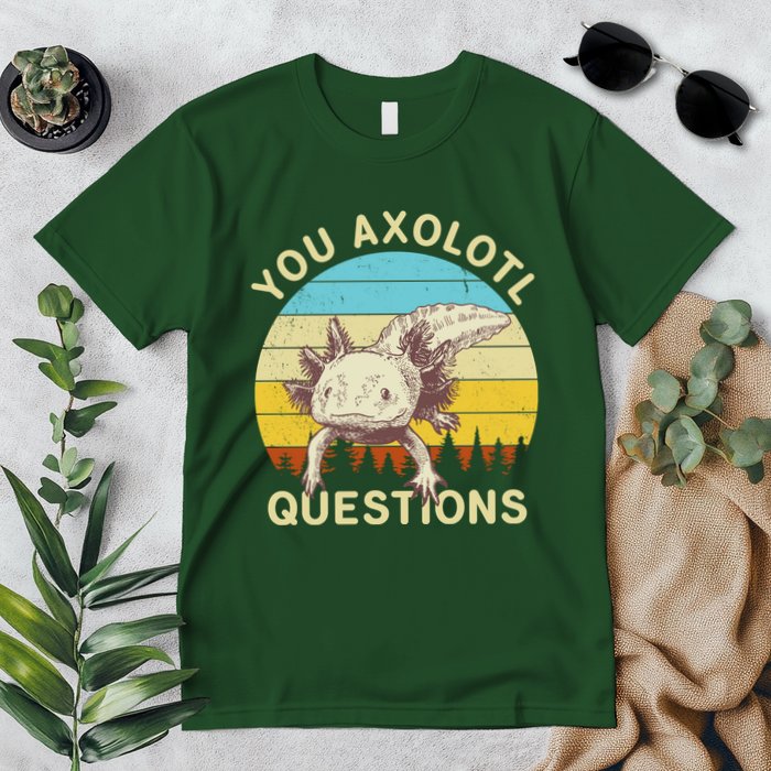 You Axolotl Questions Retro Funny Reptile Premium T-Shirt