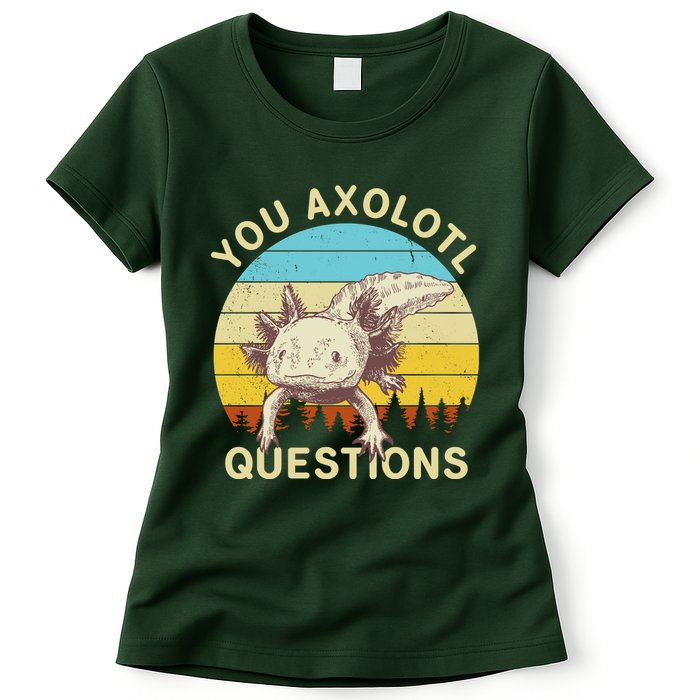 You Axolotl Questions Retro Funny Reptile Womens T-Shirt
