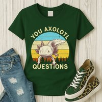 You Axolotl Questions Retro Funny Reptile Womens T-Shirt