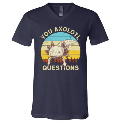 You Axolotl Questions Retro Funny Reptile V-Neck T-Shirt