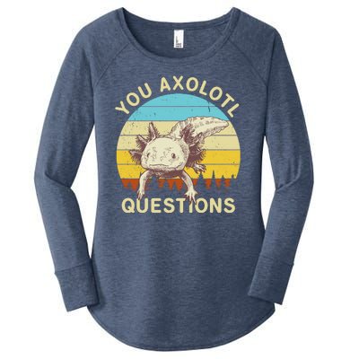 You Axolotl Questions Retro Funny Reptile Women's Perfect Tri Tunic Long Sleeve Shirt