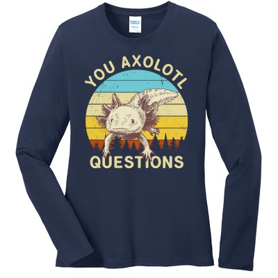 You Axolotl Questions Retro Funny Reptile Ladies Long Sleeve Shirt