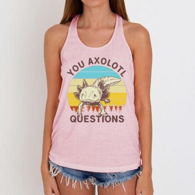 You Axolotl Questions Retro Funny Reptile Women's Knotted Racerback Tank