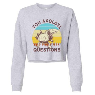 You Axolotl Questions Retro Funny Reptile Cropped Pullover Crew