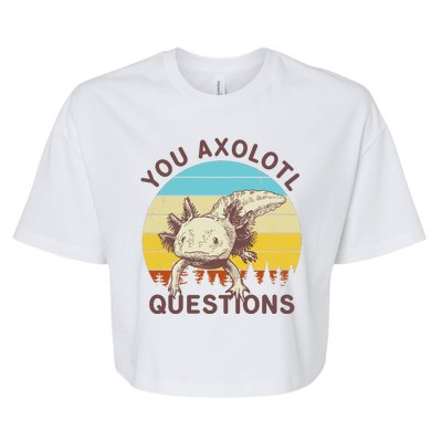 You Axolotl Questions Retro Funny Reptile Bella+Canvas Jersey Crop Tee