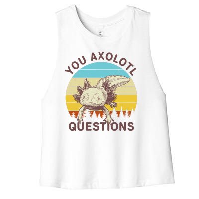 You Axolotl Questions Retro Funny Reptile Women's Racerback Cropped Tank