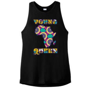 Young African Queen African Cloth Pattern Celebrating Black History Ladies PosiCharge Tri-Blend Wicking Tank