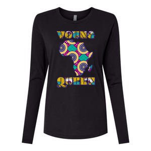 Young African Queen African Cloth Pattern Celebrating Black History Womens Cotton Relaxed Long Sleeve T-Shirt