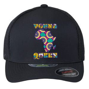 Young African Queen African Cloth Pattern Celebrating Black History Flexfit Unipanel Trucker Cap