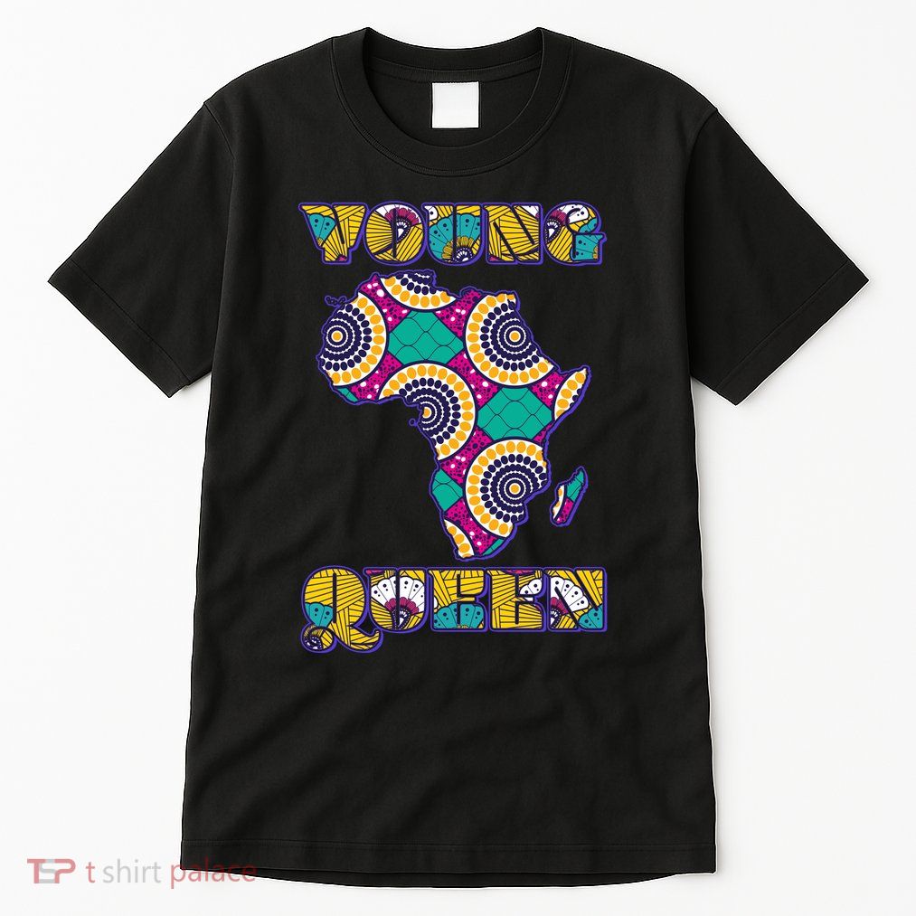 Young African Queen African Cloth Pattern Celebrating Black History Tall T-Shirt