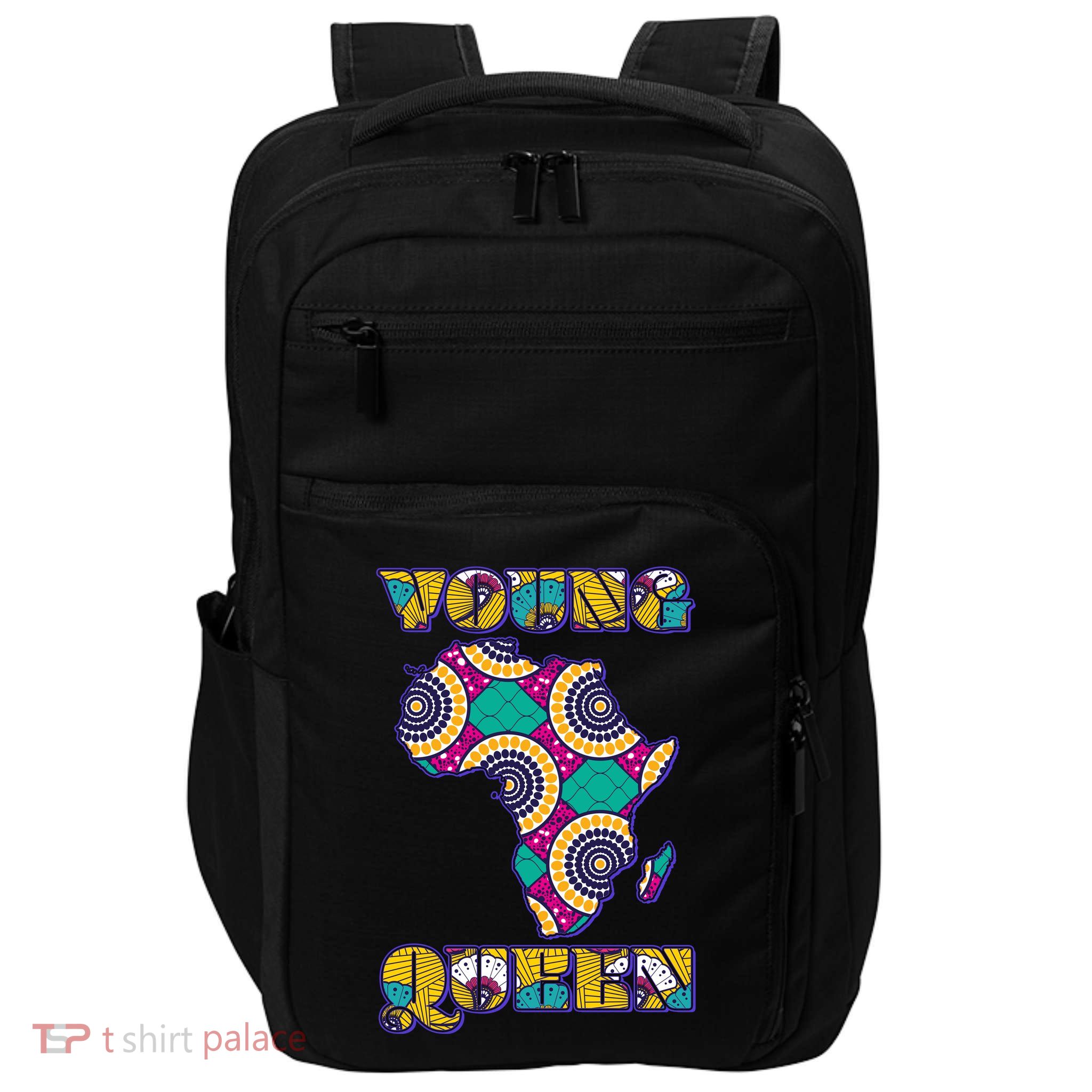 Young African Queen African Cloth Pattern Celebrating Black History Impact Tech Backpack