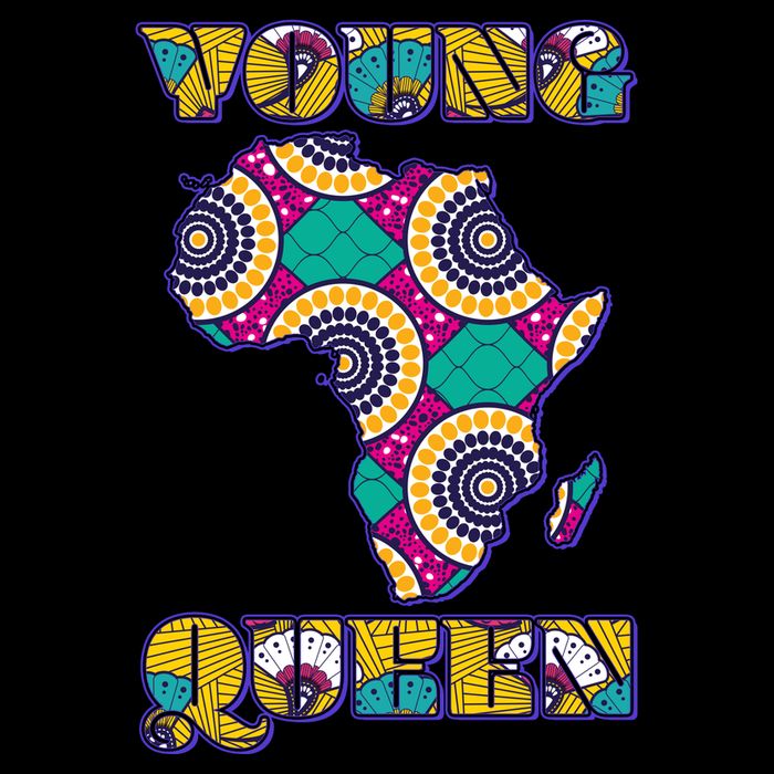 Young African Queen African Cloth Pattern Celebrating Black History Drawstring Bag