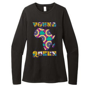 Young African Queen African Cloth Pattern Celebrating Black History Womens CVC Long Sleeve Shirt