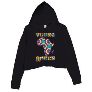 Young African Queen African Cloth Pattern Celebrating Black History Crop Fleece Hoodie