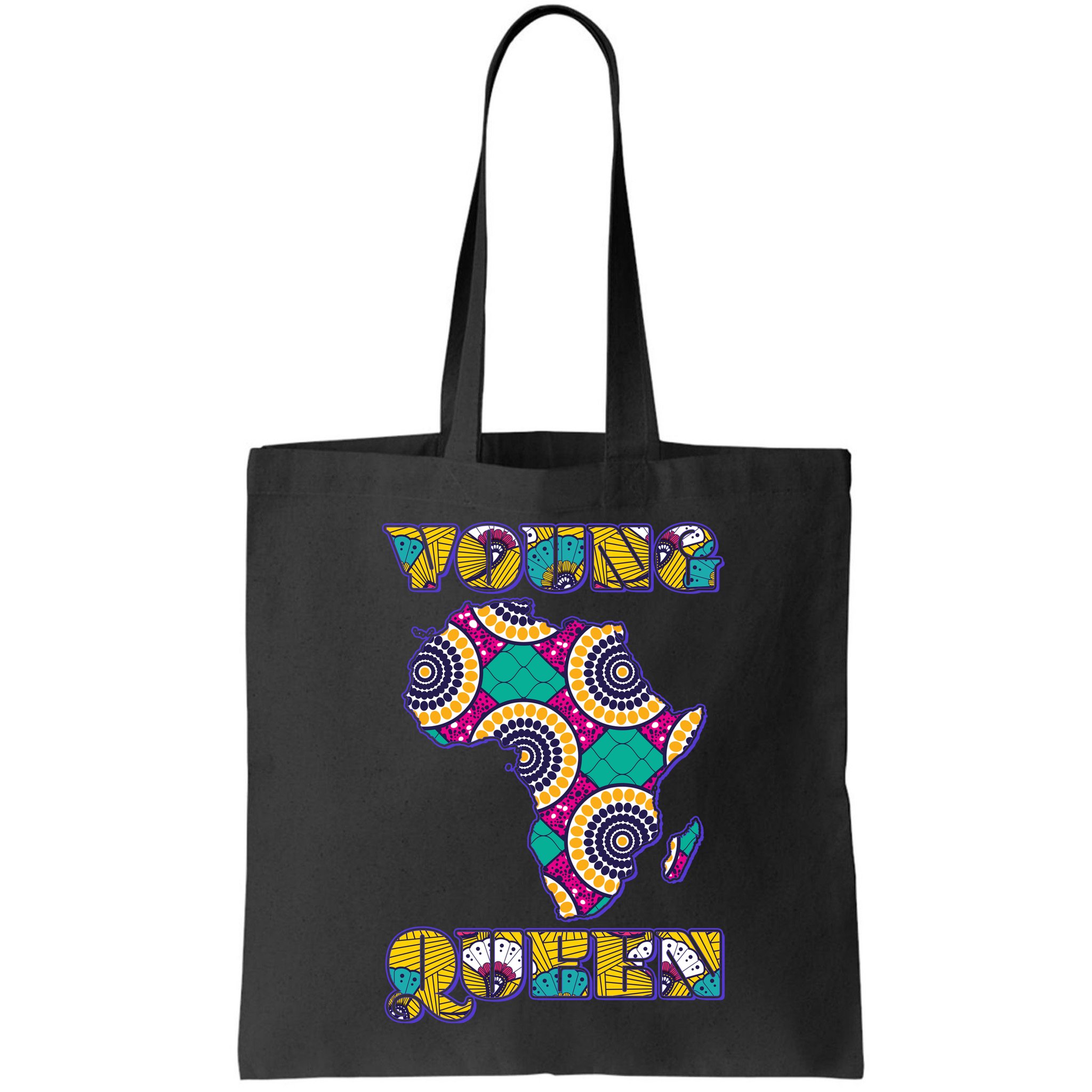 Young African Queen African Cloth Pattern Celebrating Black History Bag