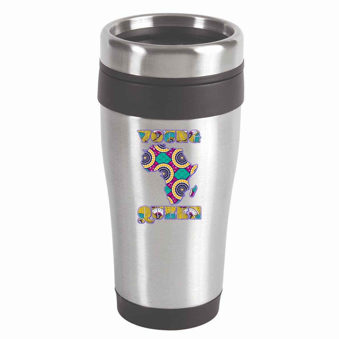 Young African Queen African Cloth Pattern Celebrating Black History 16oz Travel Tumbler