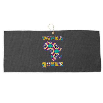 Young African Queen African Cloth Pattern Celebrating Black History Large Microfiber Waffle Golf Towel