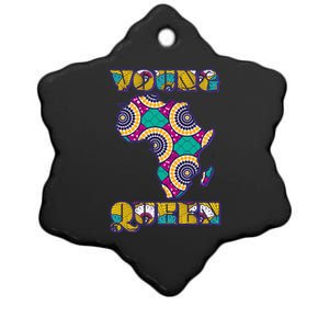 Young African Queen African Cloth Pattern Celebrating Black History Ceramic Star Ornament