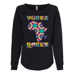 Young African Queen African Cloth Pattern Celebrating Black History Womens California Wash Sweatshirt