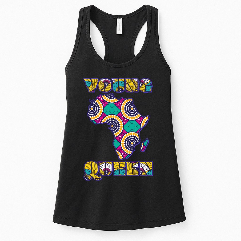 Young African Queen African Cloth Pattern Celebrating Black History Womens Tank Top