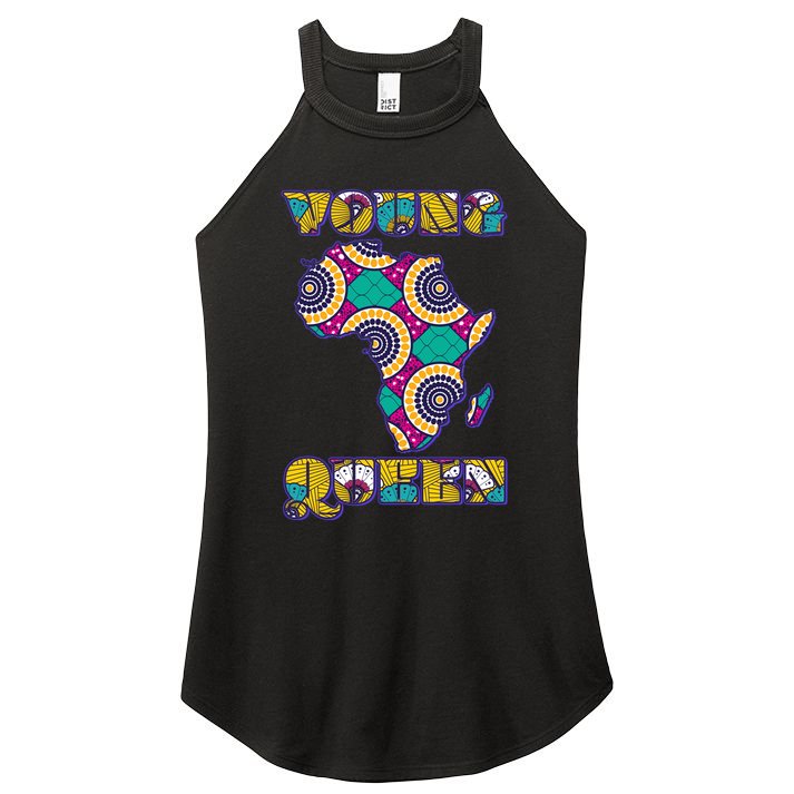 Young African Queen African Cloth Pattern Celebrating Black History Women's Perfect Tri Rocker Tank