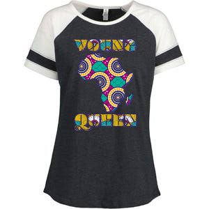 Young African Queen African Cloth Pattern Celebrating Black History Enza Ladies Jersey Colorblock Tee