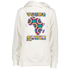 Young African Queen African Cloth Pattern Celebrating Black History Womens Funnel Neck Pullover Hood