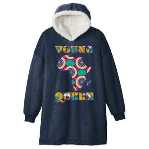 Young African Queen African Cloth Pattern Celebrating Black History Hooded Wearable Blanket