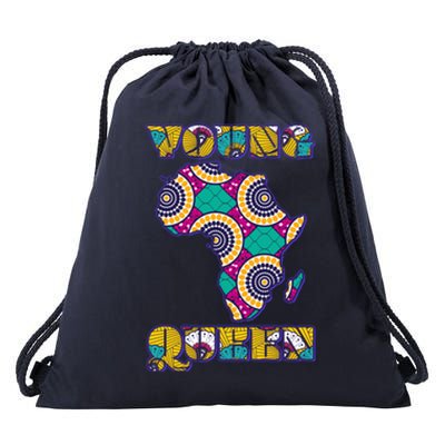 Young African Queen African Cloth Pattern Celebrating Black History Drawstring Bag