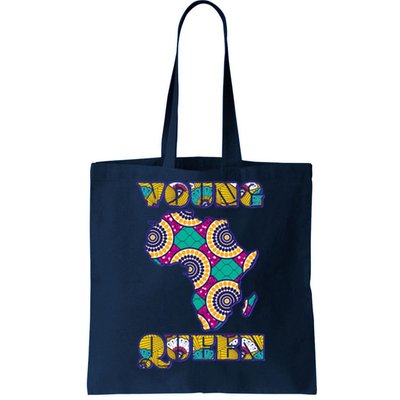 Young African Queen African Cloth Pattern Celebrating Black History Tote Bag