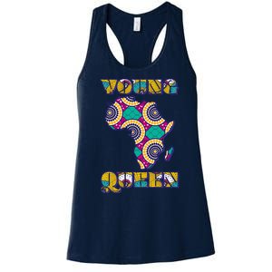 Young African Queen African Cloth Pattern Celebrating Black History Women's Racerback Tank