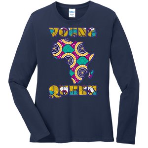 Young African Queen African Cloth Pattern Celebrating Black History Ladies Long Sleeve Shirt