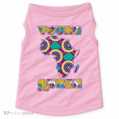 Young African Queen African Cloth Pattern Celebrating Black History Doggie Tank