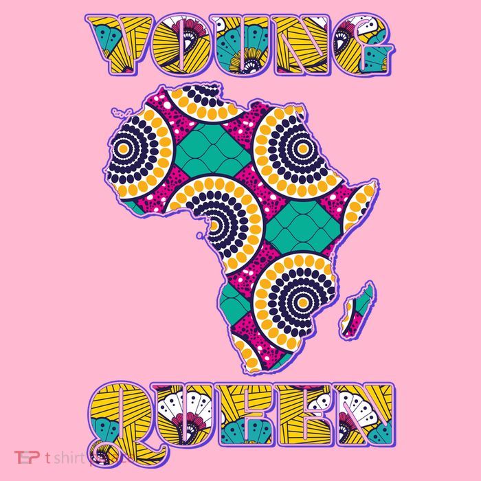Young African Queen African Cloth Pattern Celebrating Black History T-Shirt