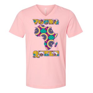 Young African Queen African Cloth Pattern Celebrating Black History V-Neck T-Shirt