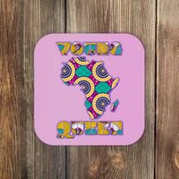 Young African Queen African Cloth Pattern Celebrating Black History Coaster