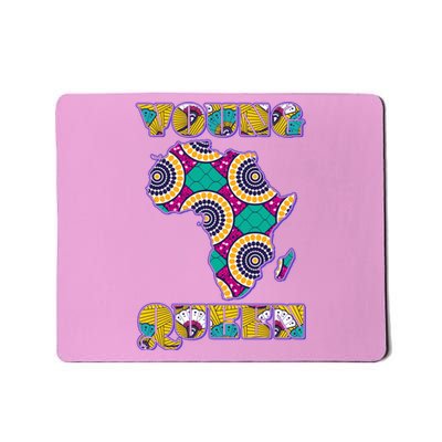 Young African Queen African Cloth Pattern Celebrating Black History Mousepad