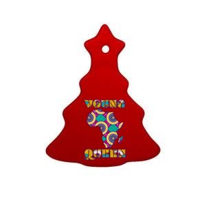 Young African Queen African Cloth Pattern Celebrating Black History Ceramic Tree Ornament