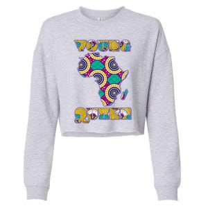 Young African Queen African Cloth Pattern Celebrating Black History Cropped Pullover Crew