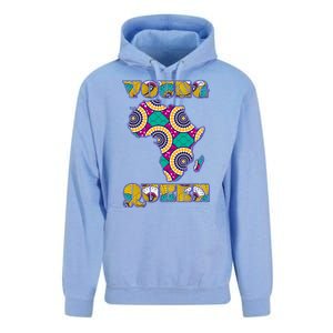 Young African Queen African Cloth Pattern Celebrating Black History Unisex Surf Hoodie