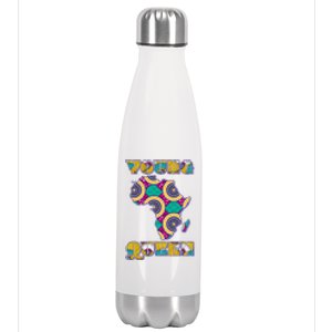 Young African Queen African Cloth Pattern Celebrating Black History Stainless Steel Insulated Water Bottle