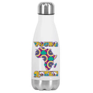 Young African Queen African Cloth Pattern Celebrating Black History Stainless Steel Insulated Water Bottle